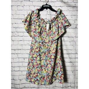 H&M Women’s Multicolor Floral Elastic Off The Shoulder Mini Dress Size M